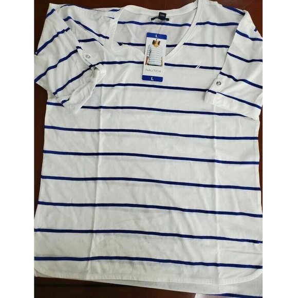 Nautica Ladies' V-Neck Top with Roll Tab Tee - Picture 3 of 4